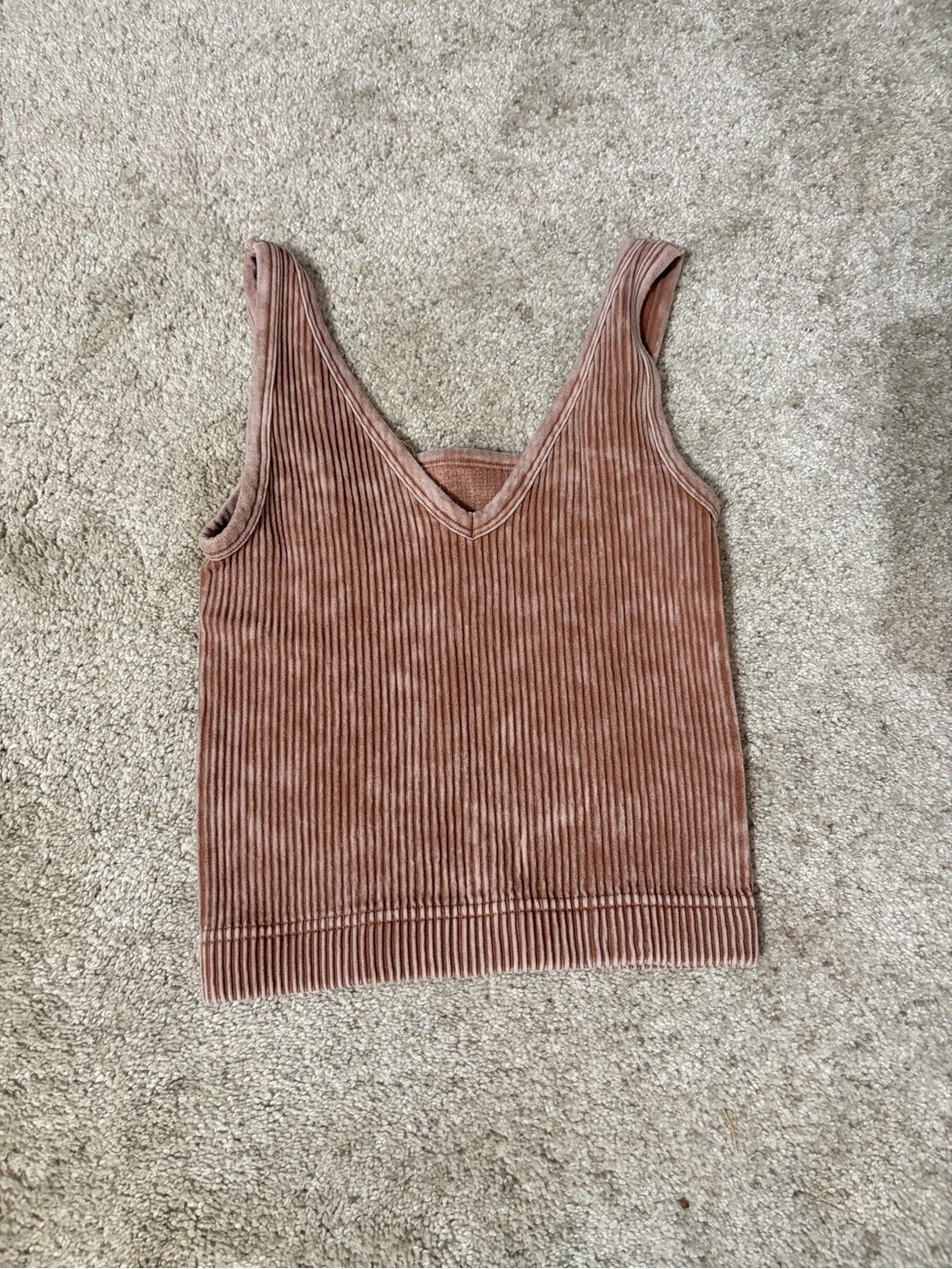 Zenana Outfitters Ribbed V-Neck Tank - Rose Taupe